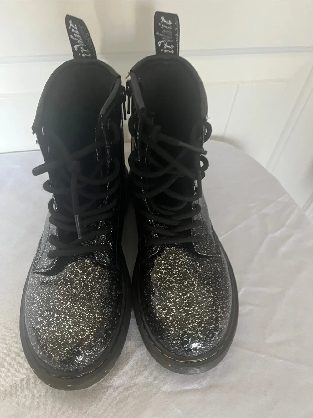 Dr. Martens Black Sparkle Lace-Up Boots